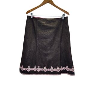 Y2k Express  Womens Wool Sequins Skirt With Pink Embelish Size (10)